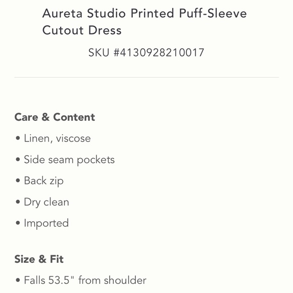 ✨ Anthropologie Printed Puff-Sleeve Cutout Dress Sz S - Picture 6 of 6